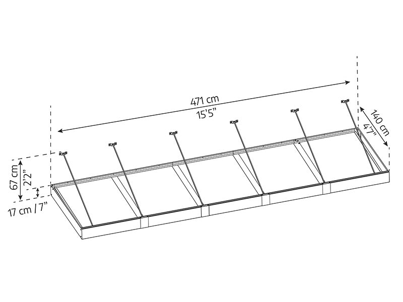 Canopy Sophia XL 5000, Palram/Canopia, 1.40x4.71x0.17 m, Dark Grey/Clear