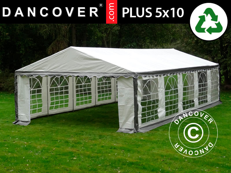 5x10m PE Partytent Grey/White Velcro Closing SH
