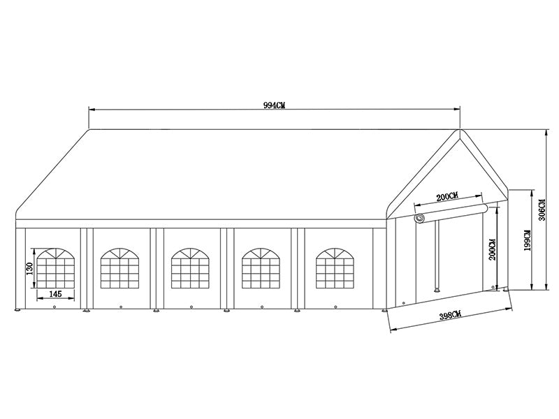 Marquee Basic 4x10 m PE 500, White