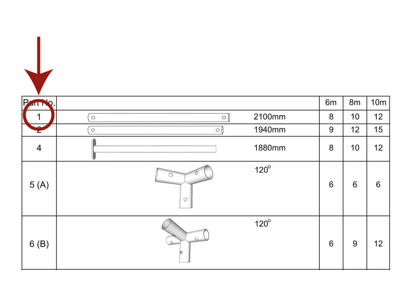 Tube for roof, Ø38 mm, 2100 mm