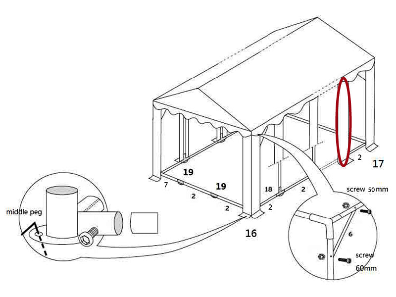 Standing leg, Ø50 mm, 2188 mm