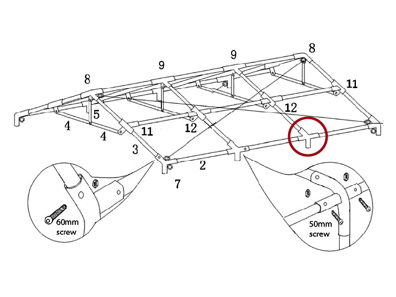 4-ways connector, Ø42+Ø54 mm, 110°
