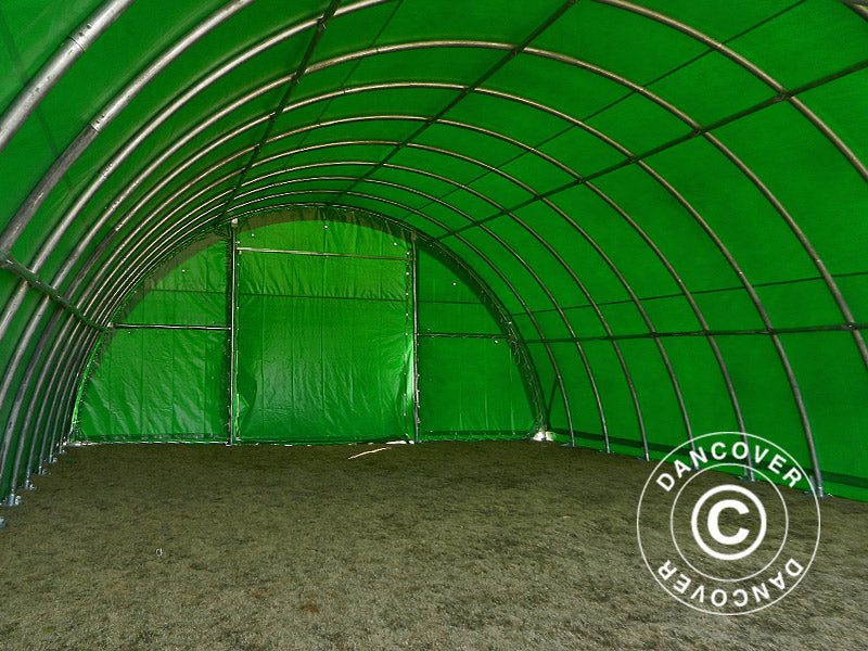 Arched Storage tent 9.15x12x4.5 m, PVC, Green