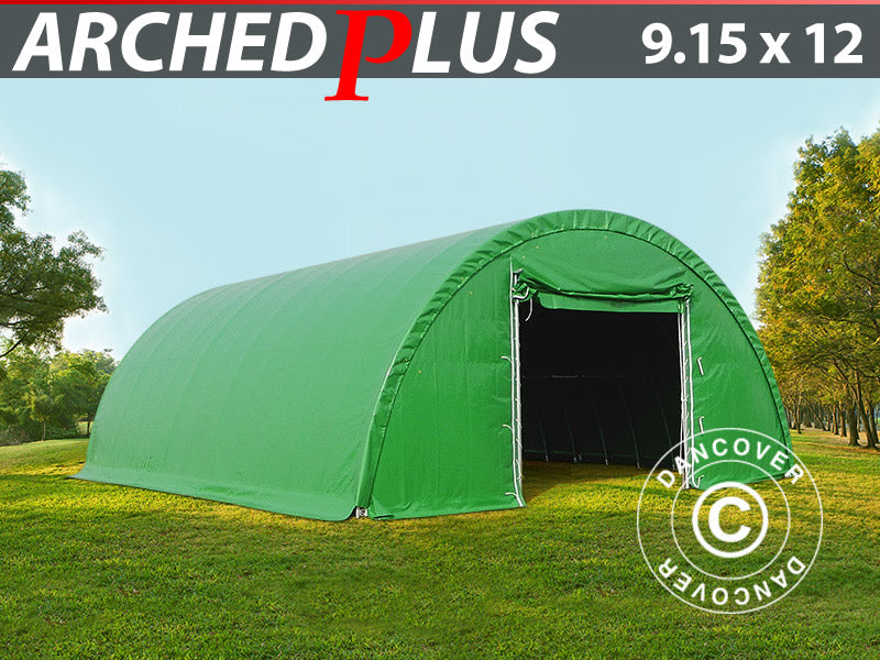 Arched Storage tent 9.15x12x4.5 m, PVC, Green