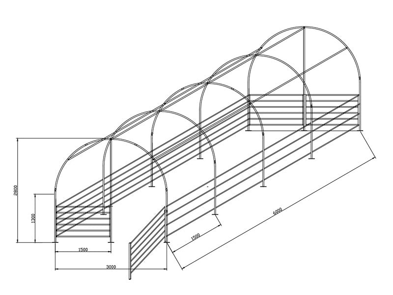 Livestock shelter 3x6x2.8 m, PVC, Green