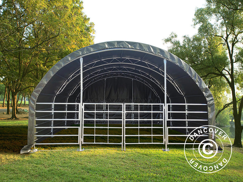 Livestock shelter Truss 6x6x3.7 m, PVC, Green