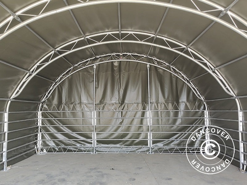 Livestock shelter Truss 6x6x3.7 m, PVC, Green