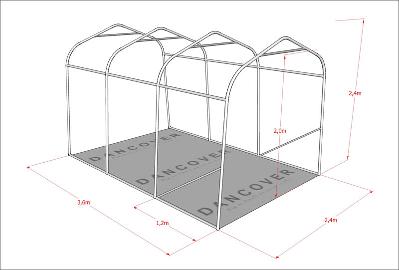 Storage tent PRO 2.4x3.6x2.34 m PE, Grey