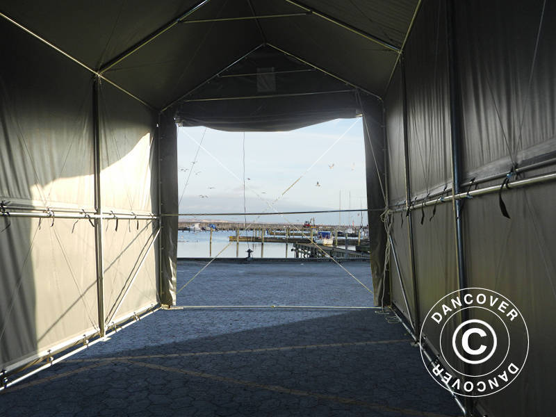 Storage shelter PRO XL 4x10x3.5x4.59 m, PVC, Grey