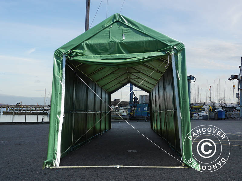 Storage shelter PRO XL 4x10x3.5x4.59 m, PVC, Green