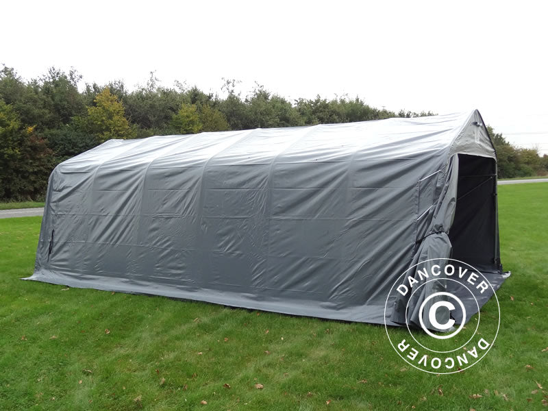 Portable garage PRO 3.6x7.2x2.68 m PVC with ground cover, Grey