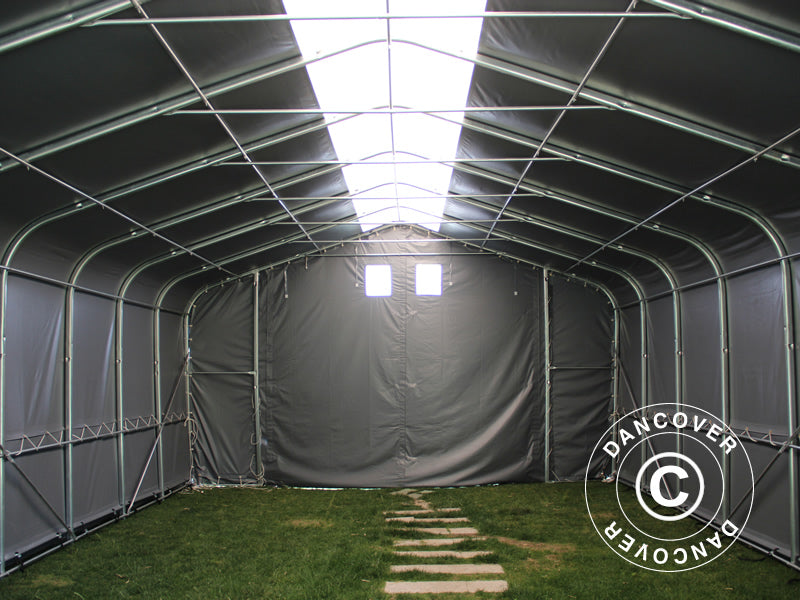 Storage shelter PRO 6x18x3.7 m PVC w/skylight, Grey