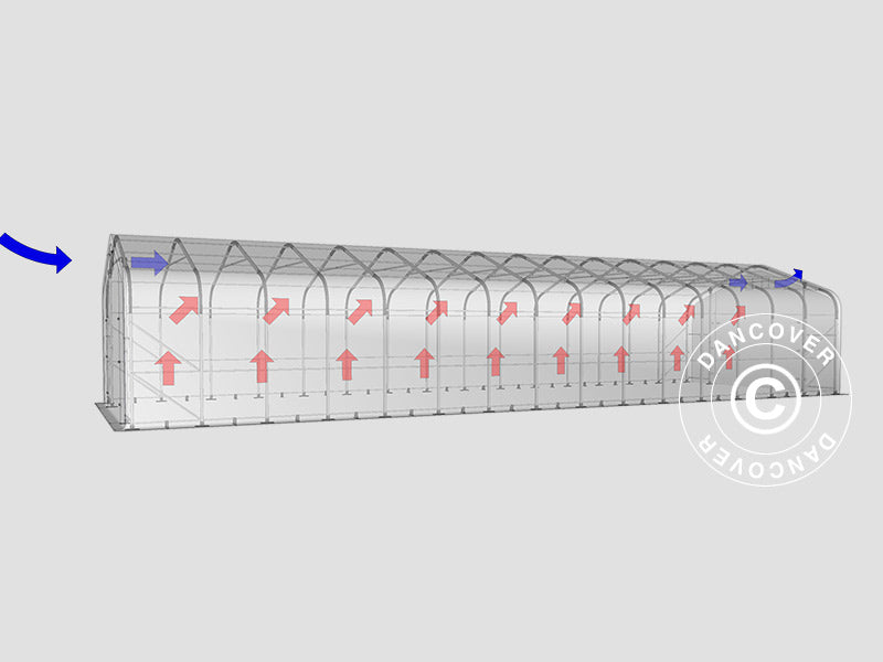 Storage shelter PRO 6x18x3.7 m PVC w/skylight, Grey