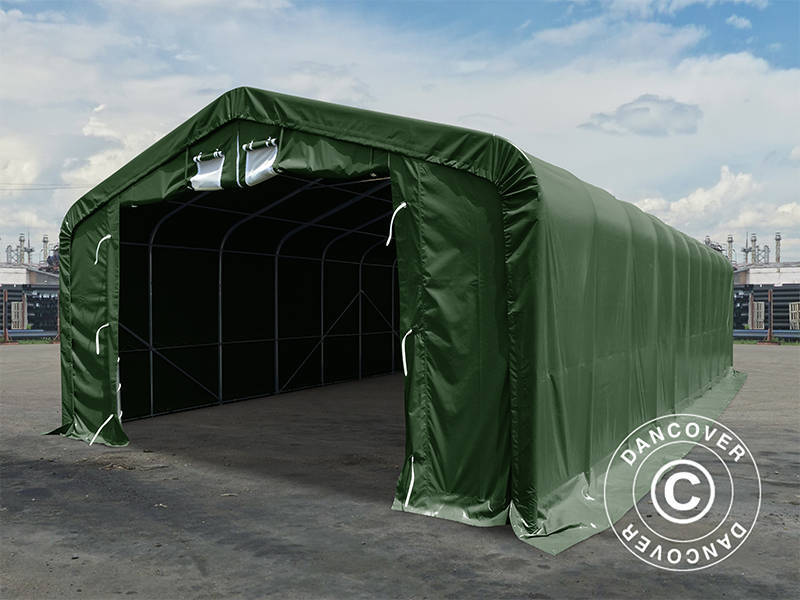 Storage shelter PRO 6x18x3.7 m PVC w/skylight, Green