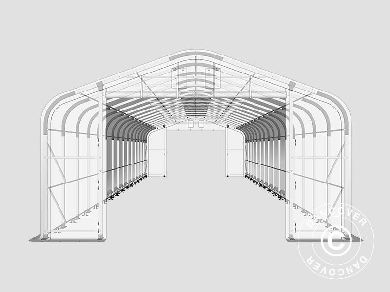 Storage shelter PRO 6x18x3.7 m PVC w/skylight, Green
