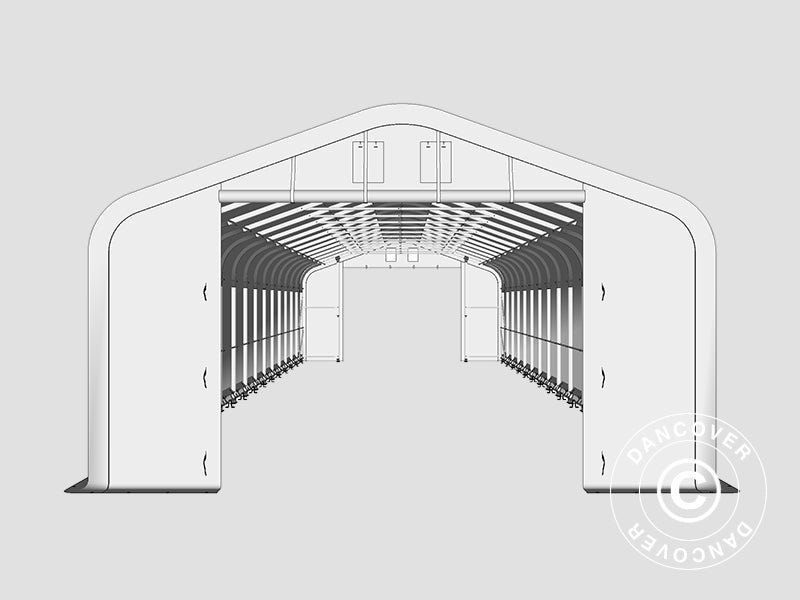 Storage shelter PRO 6x18x3.7 m PVC w/skylight, Green
