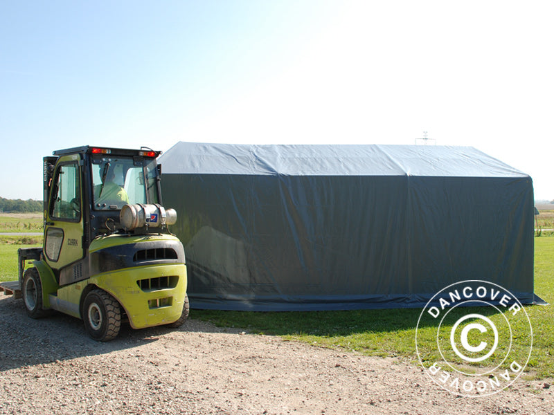 Storage shelter PRO 5x8x2x3.39 m, PVC, Grey