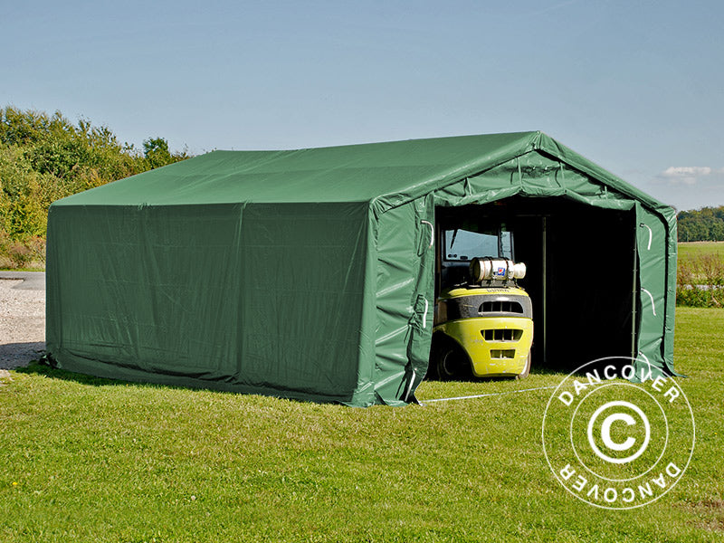 Storage shelter PRO 5x8x2x3.39 m, PVC, Green