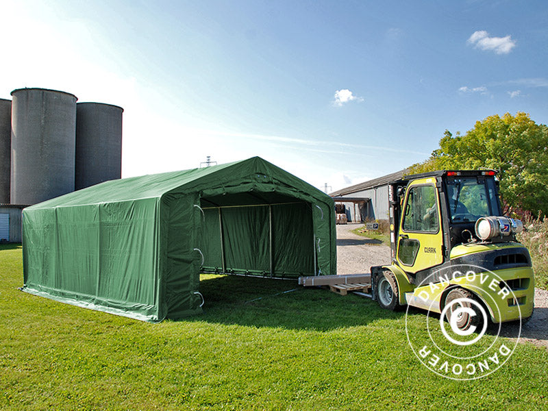 Storage shelter PRO 5x8x2x3.39 m, PVC, Green