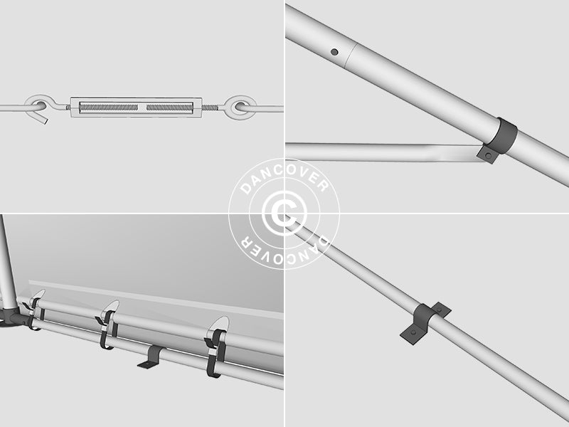 Storage shelter PRO 5x10x2x3.39 m, PVC, Grey