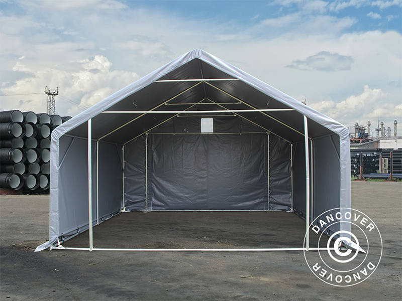 Storage shelter PRO 5x4x2x3.39 m, PVC, Grey