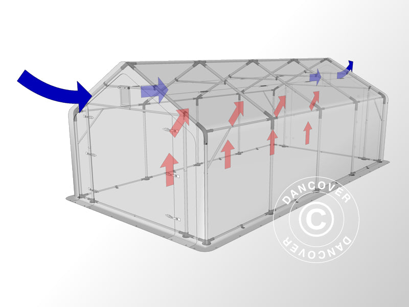 Storage shelter PRO 3x8x2x2.82 m, PVC, Grey