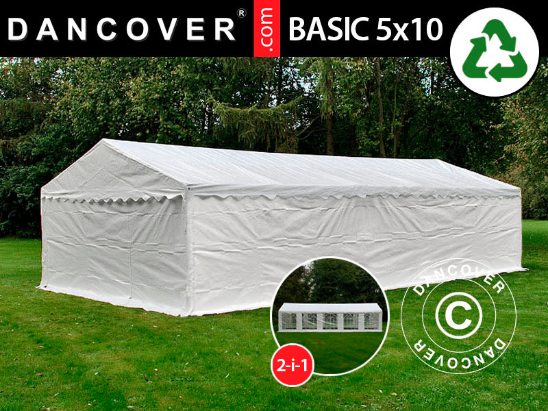 Storage Tent Basic 2-in-1, 5x10 m PE 700, White