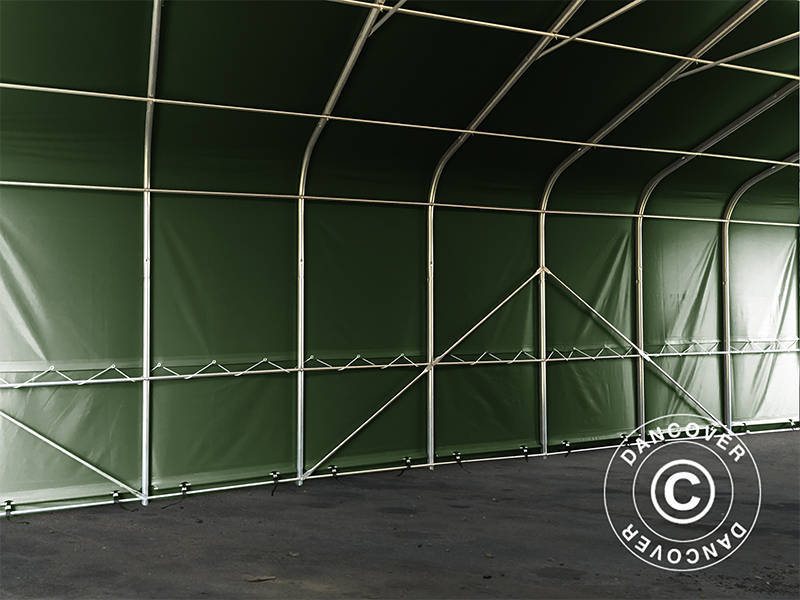 Storage shelter PRO 7x7x3.8 m PVC w/skylight, Green