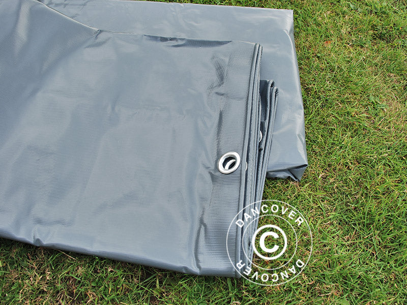Tarpaulin 8x10 m, PVC 600 g/m², Grey, Flame retardant