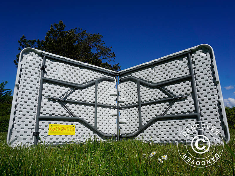 Party package, 1 folding table (180 cm) + 2 folding benches (183 cm), Light grey