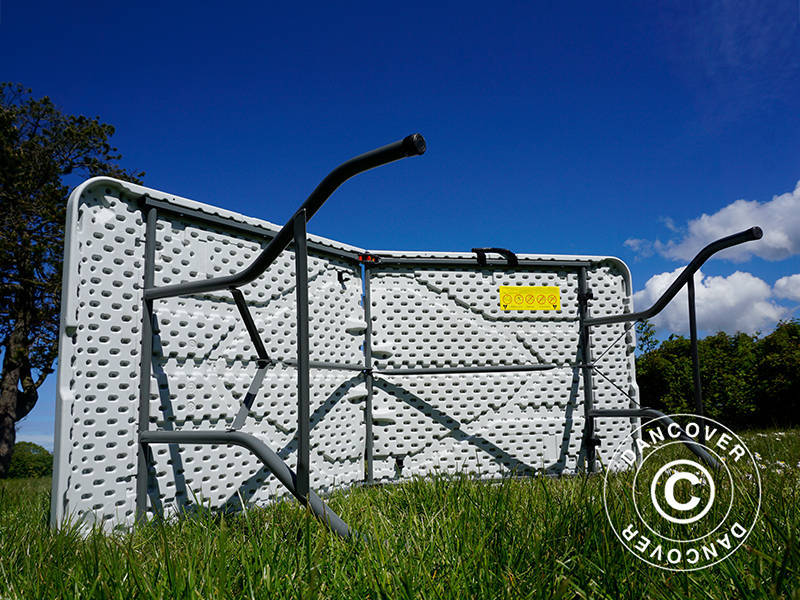 Party package, 1 folding table (180 cm) + 8 chairs, Light grey/White