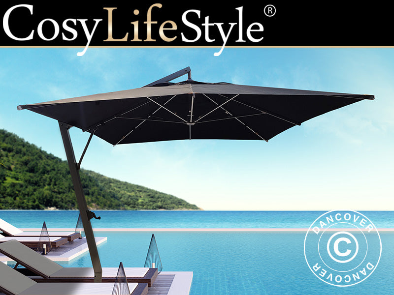 Cantilever parasol Havana, 3.5x3.5 m, Black