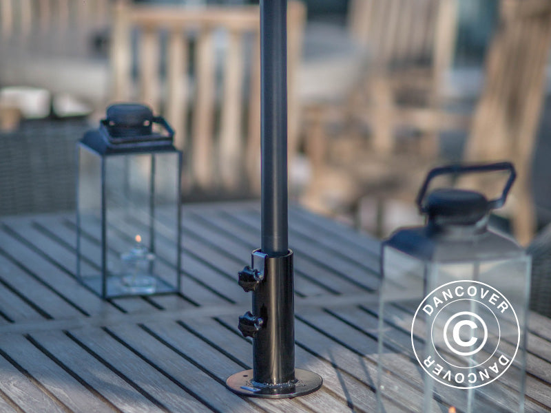 Parasol base for wooden terrace, Black