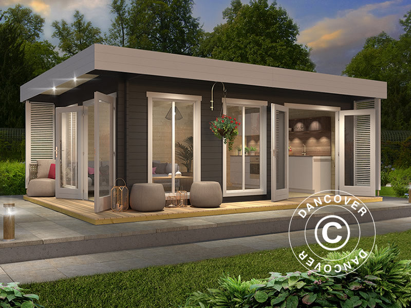 Wooden Cabin Vienna, 5.7x3.8x2.45 m, 40 mm, Dark Grey