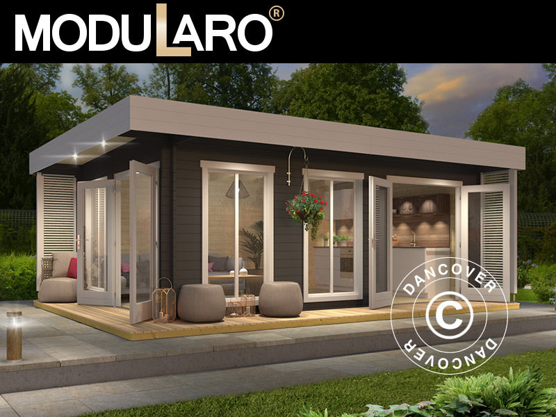 Wooden Cabin Vienna, 5.7x3.8x2.45 m, 40 mm, Dark Grey