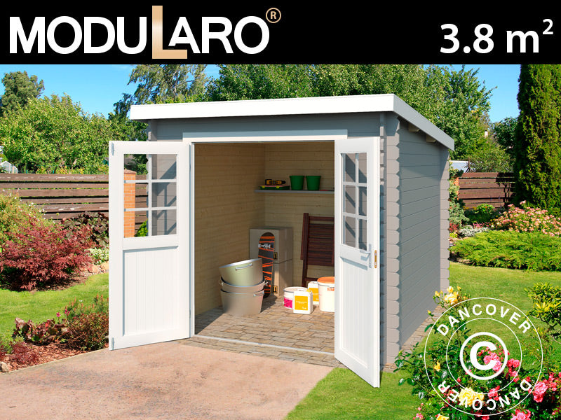 Wooden Shed Hagen 2.3x1.75x2.11 m, 28 mm, 3.8 m², Light Grey