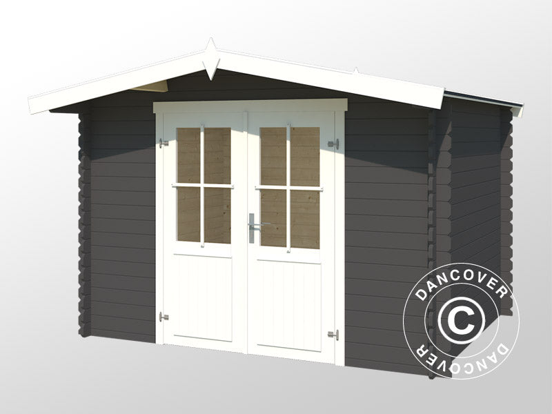 Wooden Shed Oslo 2.92x2.3x2.22 m, 28 mm, 6.43 m², Dark Grey