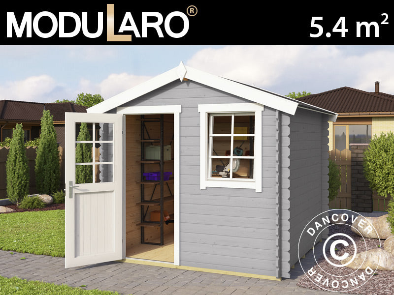 Wooden Shed Lyon 2.3x2.3x2.34 m, 28 mm, 5.4 m², Light Grey