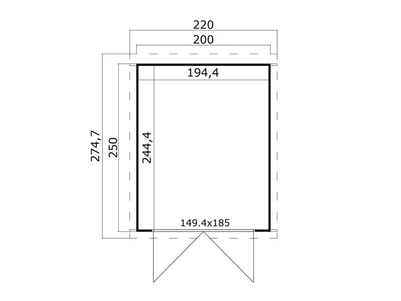 Wooden Shed Torrent 2x2.5x2.11 m, 28 mm, 4.75 m², Light Grey