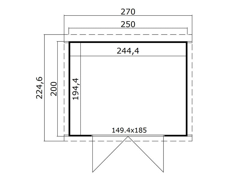 Wooden Shed Torrent 2.5x2x2.11 m, 28 mm, 4.75 m², Dark Grey