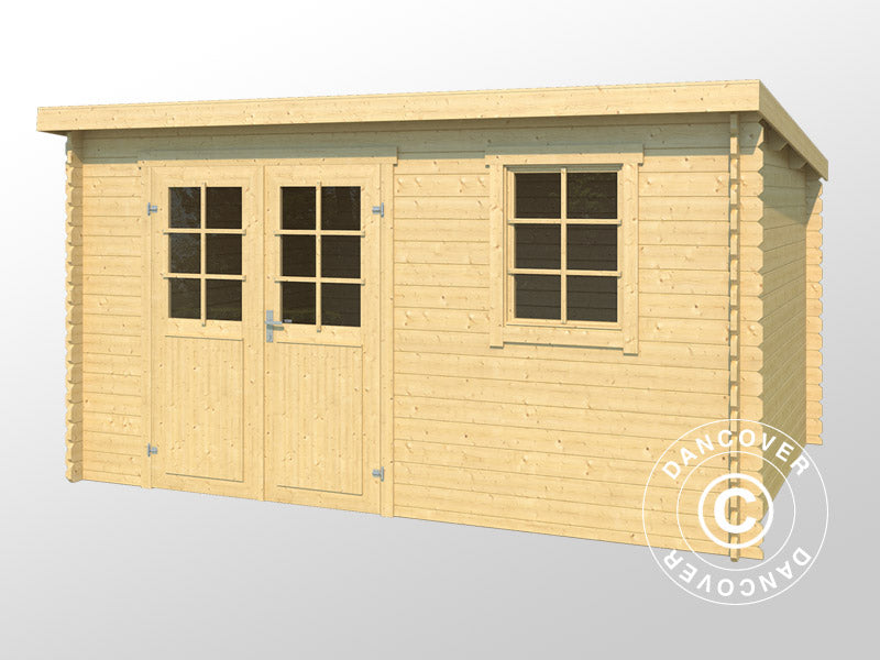 Wooden Shed Asker 3.8x2.3x2.11 m, 28 mm, 8.4 m², Natural