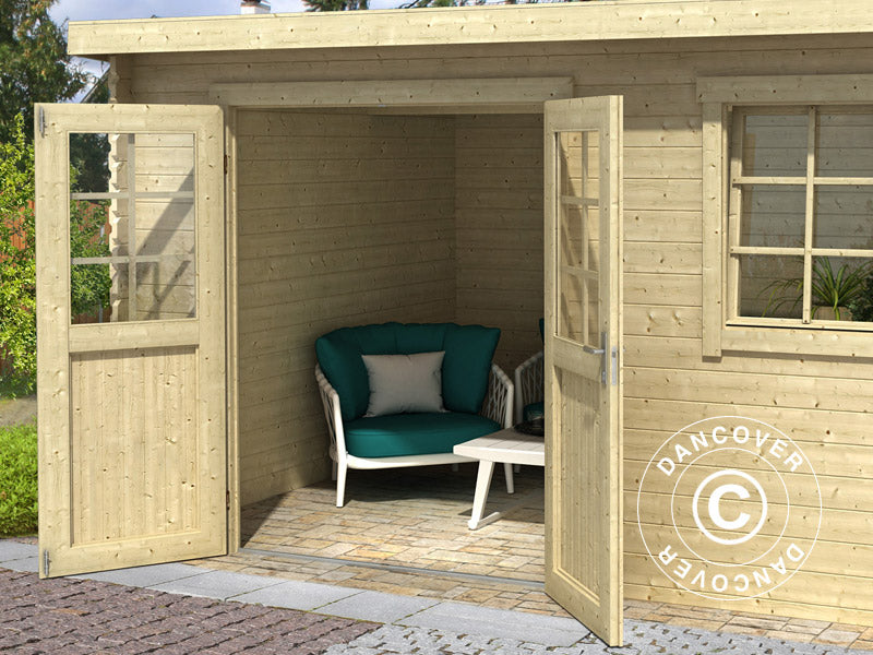 Wooden Shed Asker 3.8x2.75x2.11 m, 28 mm, 10.09 m², Natural