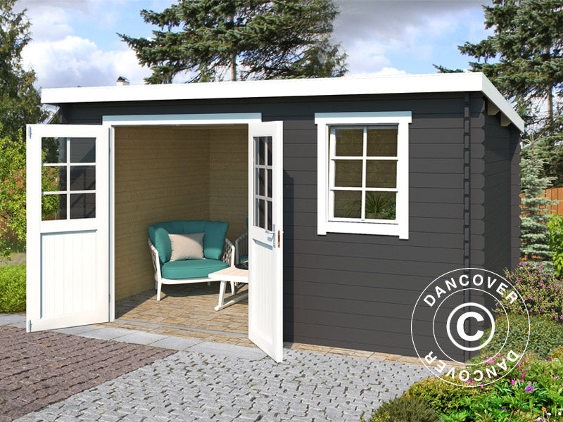 Wooden Shed Asker 3.8x2.75x2.11 m, 28 mm, 10.09 m², Dark Grey