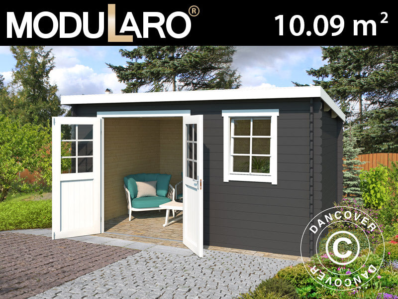 Wooden Shed Asker 3.8x2.75x2.11 m, 28 mm, 10.09 m², Dark Grey