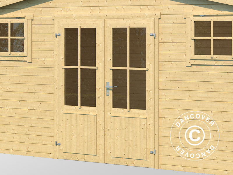 Wooden shed, cabin Sandvika 4.8x2.92x2.45 m, 28 mm, 13.59 m², Natural