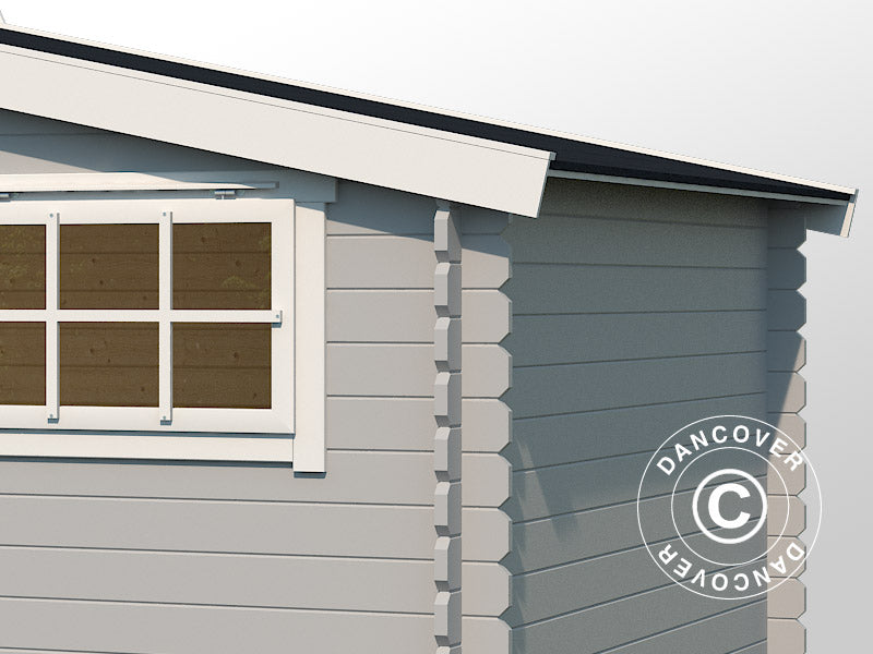 Wooden shed, cabin Sandvika 4.8x2.92x2.45 m, 28 mm, 13.59 m², Light Grey