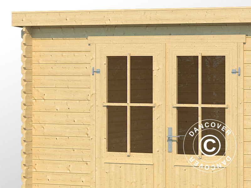 Wooden Shed Tartu w/ overhang 4.81x2.92x2.11 m, 28 mm, 13.6 m², Natural