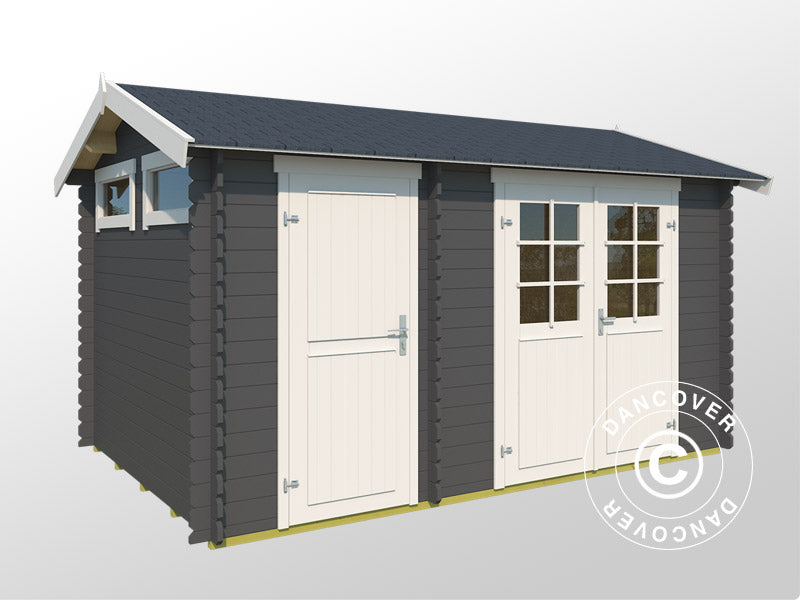Wooden Shed Narva 3.8x2.5x2.39 m, 28 mm, 9.3 m², Dark Grey
