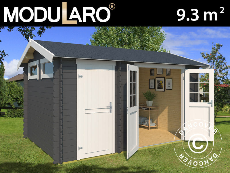 Wooden Shed Narva 3.8x2.5x2.39 m, 28 mm, 9.3 m², Dark Grey