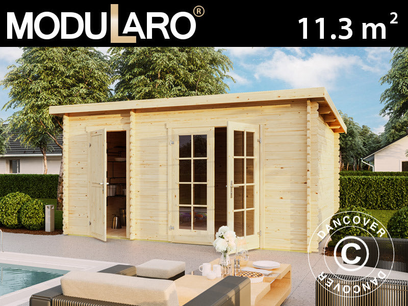 Wooden Shed, cabin Riga 4.25x2.8x2.22 m, 34 mm, 11.3 m², Natural